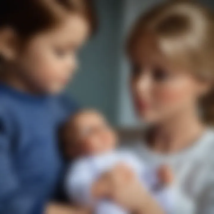 Parent interacting with a reborn doll in a nurturing manner