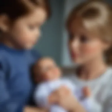 Nurturing Interaction with Reborn Dolls Parent interacting with a reborn doll in a nurturing manner