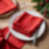 Vibrant red napkins displayed in a children's party setting