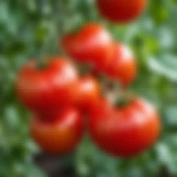 Close-up of ripe tomatoes on the vine