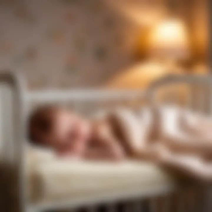 Newborn peacefully sleeping in a softly lit nursery