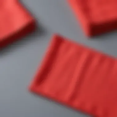 Close-up of soft, safe red napkins for children's use