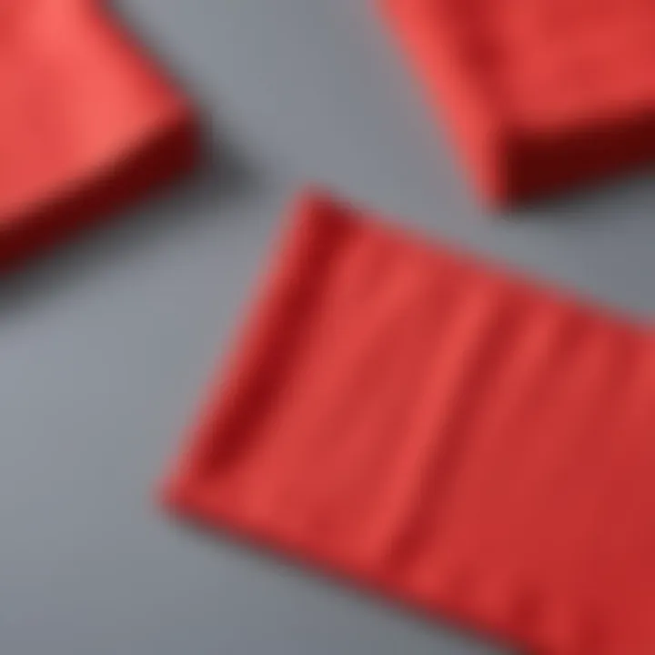 Close-up of soft, safe red napkins for children's use