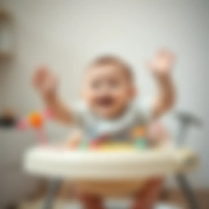 A baby joyfully bouncing in a baby jumper