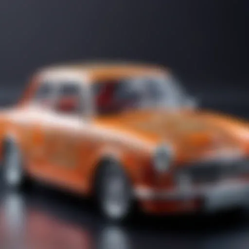 Detailed view of a 1:43 scale model car showcasing intricate design features.