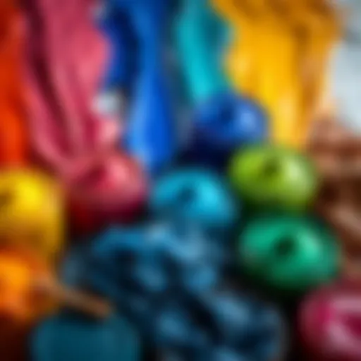 Vibrant paints arranged for sculpting