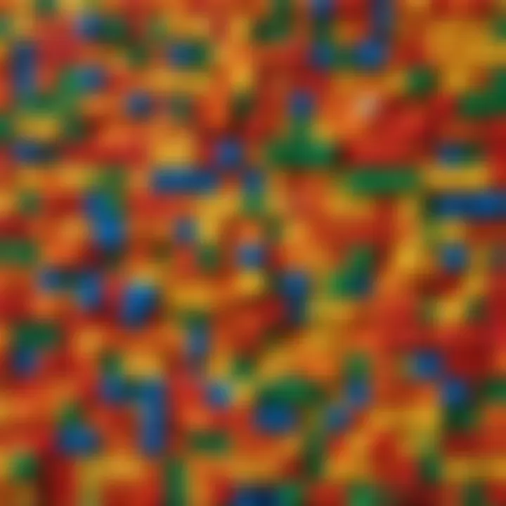 Colorful Lego bricks arranged artistically
