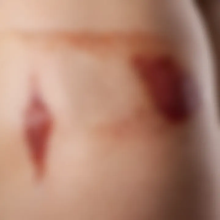 Close-up of skin injuries suitable for treatment