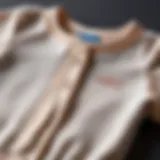 A close-up view of a baby bodysuit showcasing its structure and design features.