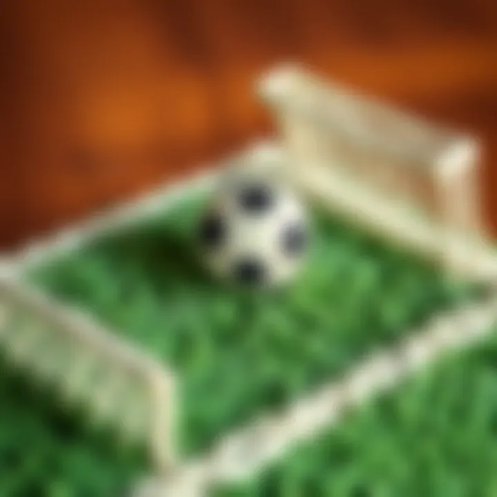 Intricate Soccer Field Cake Design A close-up of intricate details on a cake resembling a soccer field