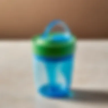 Close-up of a spill-proof sippy cup