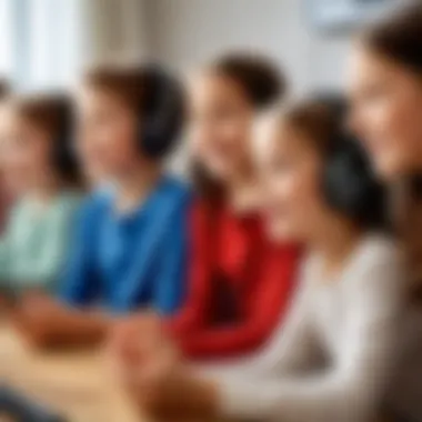 The Joy of Storytelling Through Audio A vibrant scene depicting children enjoying a storytelling session