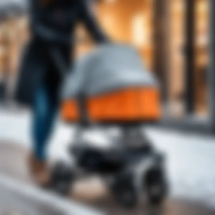 Close-up of a safety feature on a stroller