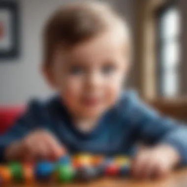 Child engaging in interactive play with toys to develop language skills