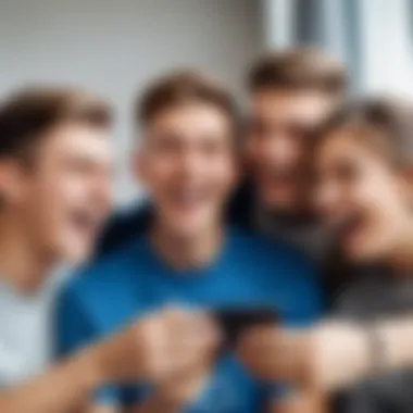 The Social Impact of Memes on Youth A group of teenagers sharing memes and laughing together