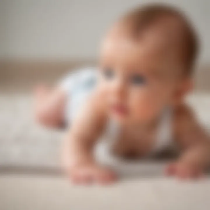 Infant enjoying tummy time on a soft mat