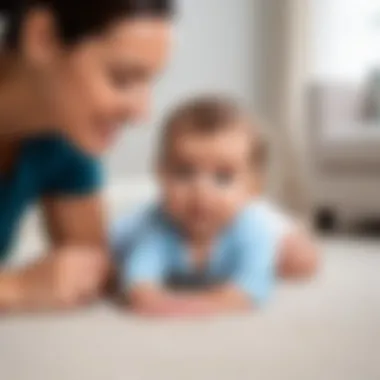 Parent assisting baby in tummy time play