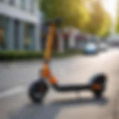 Detailed shot of scooter features highlighting safety and design aspects