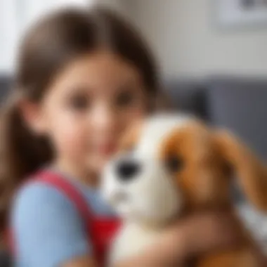 A child hugging a plush dog toy, illustrating emotional attachment and comfort.