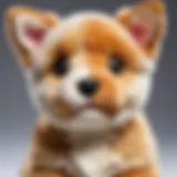 A vibrant plush dog toy that resembles a real puppy, showcasing its lifelike features.