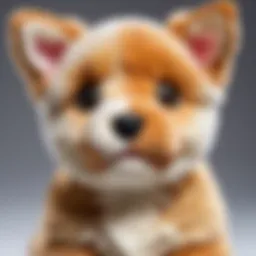 A vibrant plush dog toy that resembles a real puppy, showcasing its lifelike features.