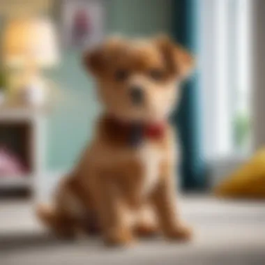 Realistic Toy Dog in a Child's Room A realistic toy dog placed in a child's room, showcasing its lifelike features.