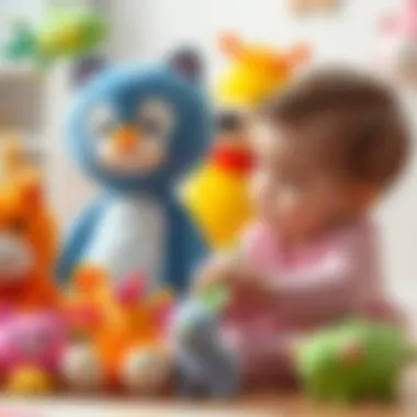 Colorful plush toys stimulating sensory exploration