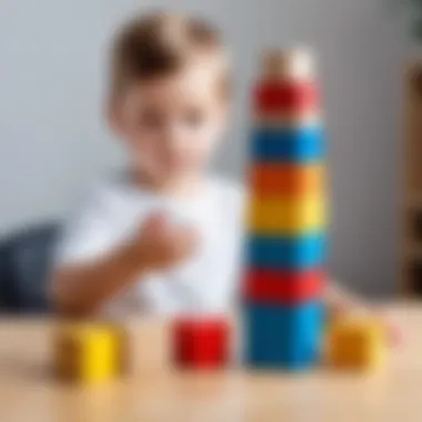 Stacking blocks encouraging cognitive development