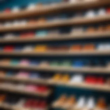 Various types of children's shoes displayed