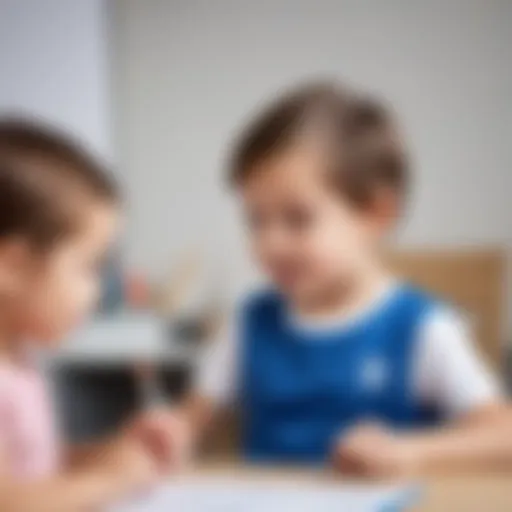 Child practicing the letter R pronunciation with a speech therapist