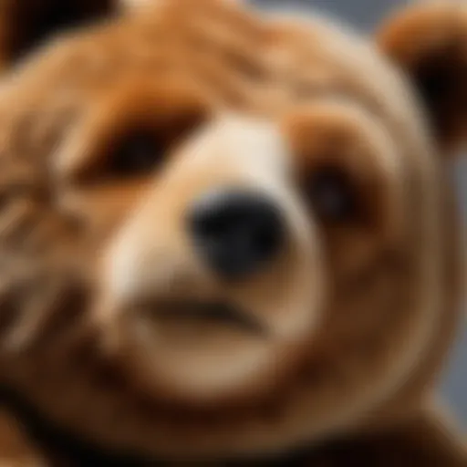 Detailed view of plush bear fabric texture