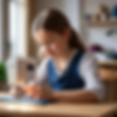 A child engaging with a sewing machine, demonstrating its user-friendliness.