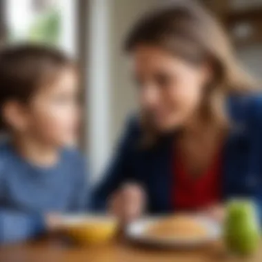 Engaging in Nutritional Conversations A parent discussing nutrition with a child