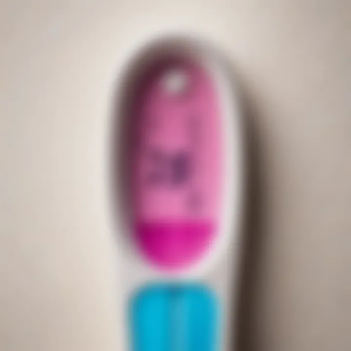 Close-up of a pregnancy test showing a positive result