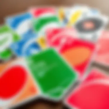 Diverse Action Cards in Uno Set of Uno cards showing different colors and action cards
