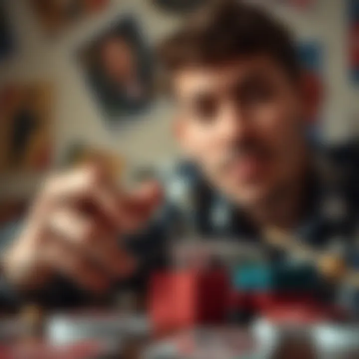 Strategic Thinking in Uno Close-up of a player strategizing their next move in Uno