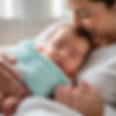 A parent gently applying a salt heating pad to soothe their baby.