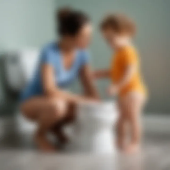 Parent assisting child in potty training