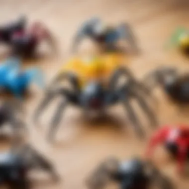 Various spider toy options available in a store