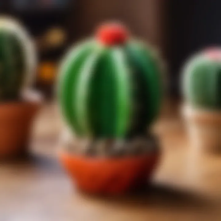 Close-up view of the cactus toy showcasing its vibrant design