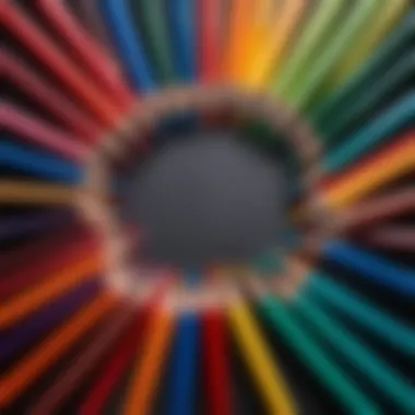 Artistry in Color: The Tools of Expression A vibrant collection of colored pencils arranged artistically.