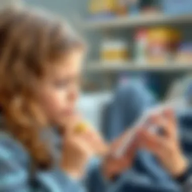 Parent reading a vitamin D3 label with a child