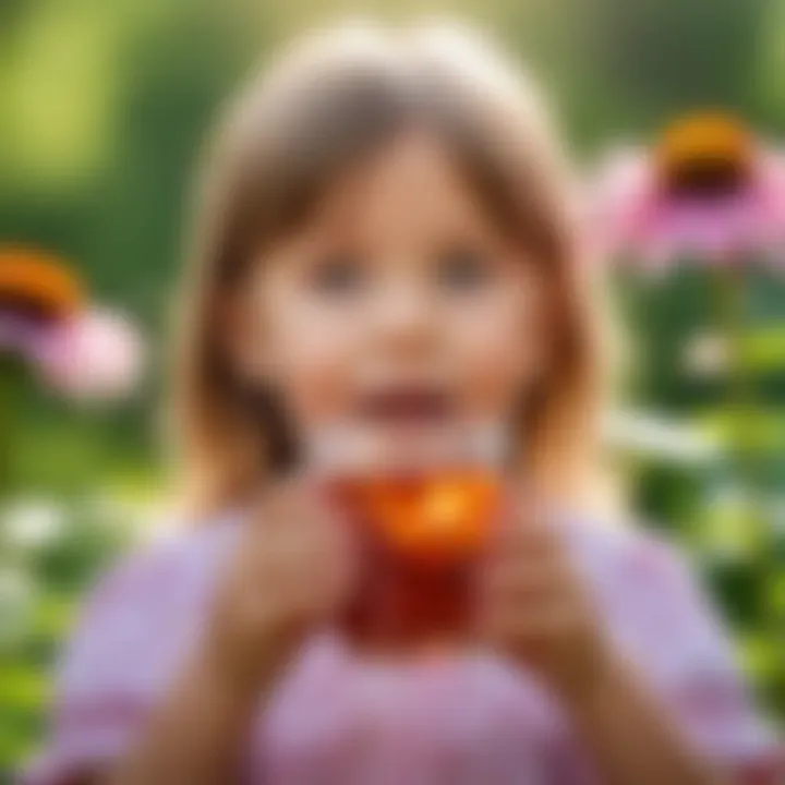 Child enjoying a healthy drink with Echinacea extract