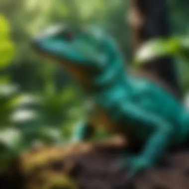 The Benefits of Proper Basilisk Nutrition A vibrant scene showcasing a well-fed basilisk