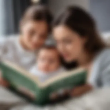 A parent reading to a baby with a comforter, emphasizing security