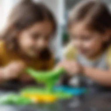 Children playing with non-sticky slime