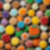 A colorful assortment of children's cookies showcasing various flavors and shapes.