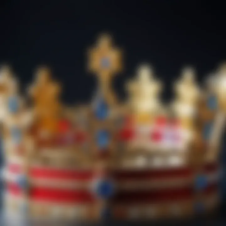 A close-up of a crown symbolizing monarchy and power