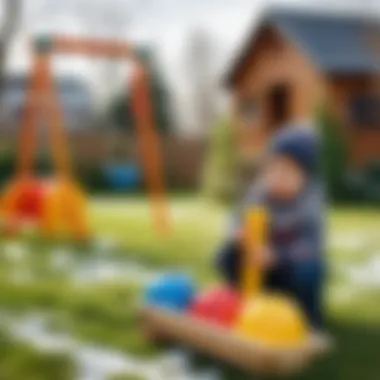 An array of children's outdoor toys affected by weather forecasts.