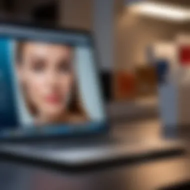 Shopping for Acne Patches Online Laptop showing an online store for acne patches